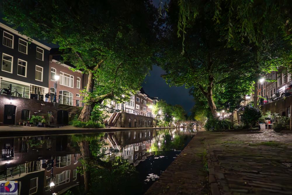 Utrecht; Oudegracht bij nacht